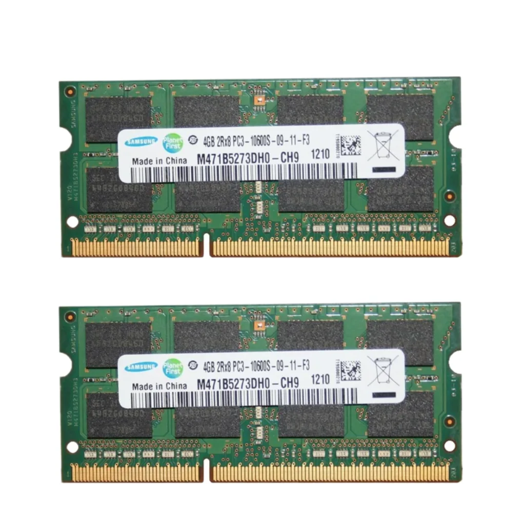 رم لپ تاپ DDR3 دو کاناله 1333 مگاهرتز سامسونگ مدل 10600s ظرفیت ۴ گیگابایت بسته ۲ عددی