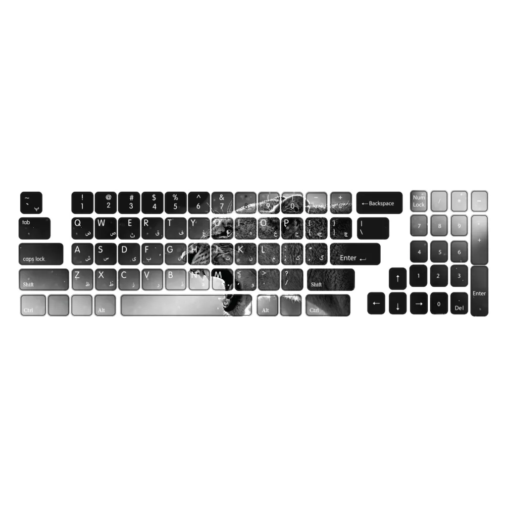 برچسب حروف فارسی کیبورد گراسیپا طرح Leopard کد 103
