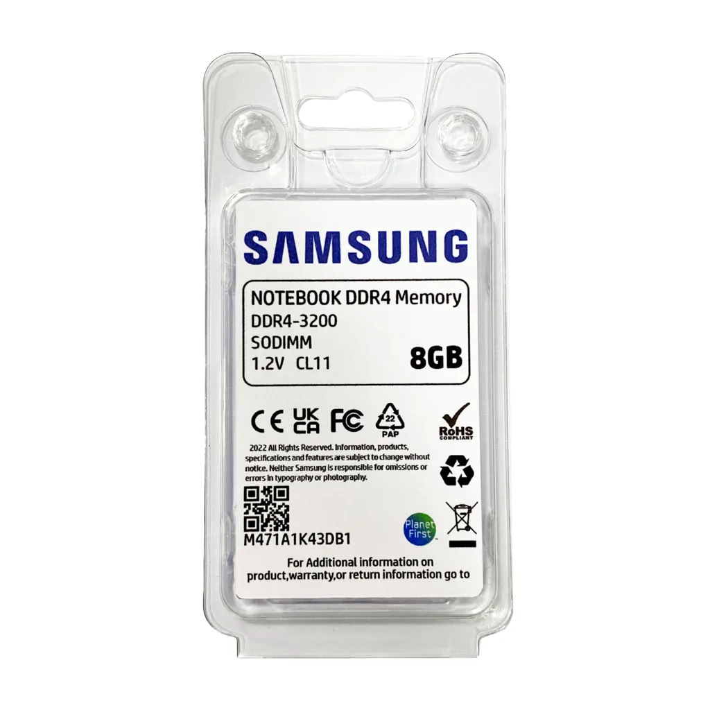 رم لپ تاپ DDR4 تک کاناله 3200 مگاهرتز CL22 سامسونگ مدل M471A1K43DB1 ظرفیت 8 گیگابایت