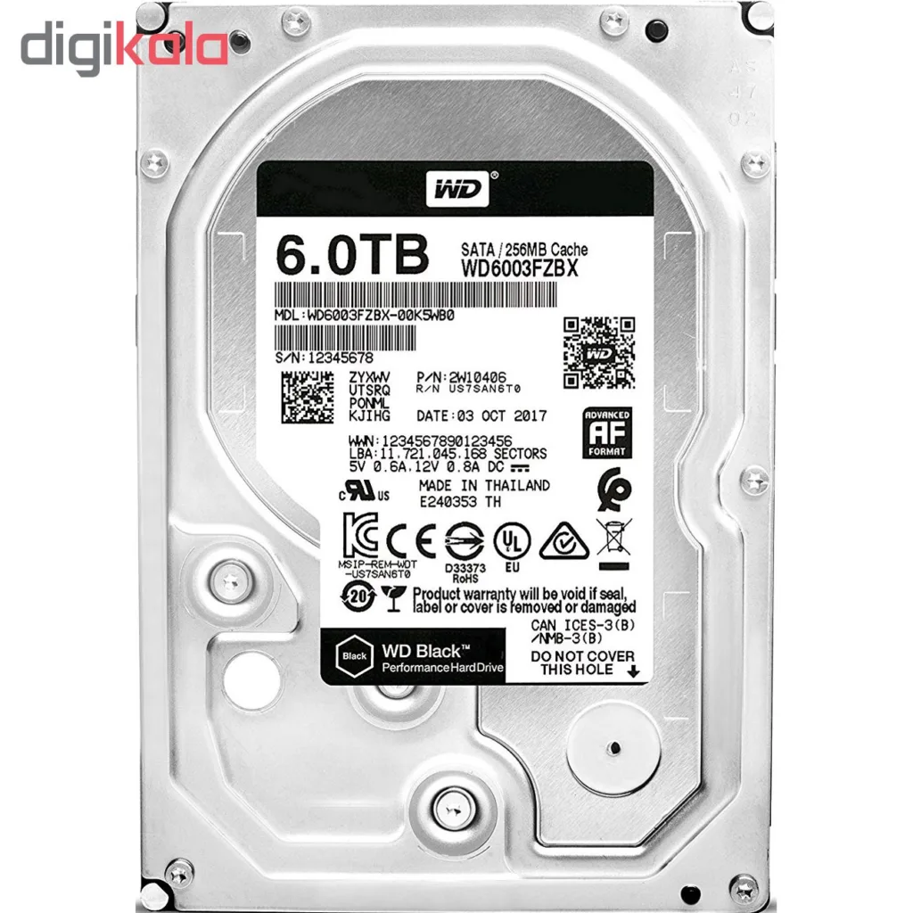 هارددیسک اینترنال وسترن دیجیتال مدل Black WD6003FZBX ظرفیت 6 ترابایت