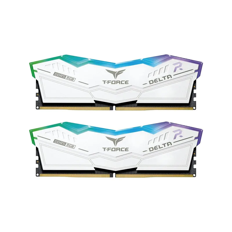 رم دسکتاپ DDR5 دو کاناله 6000 مگاهرتز CL36 تیم گروپ مدل T-FORCE DELTA 32G RGB WH