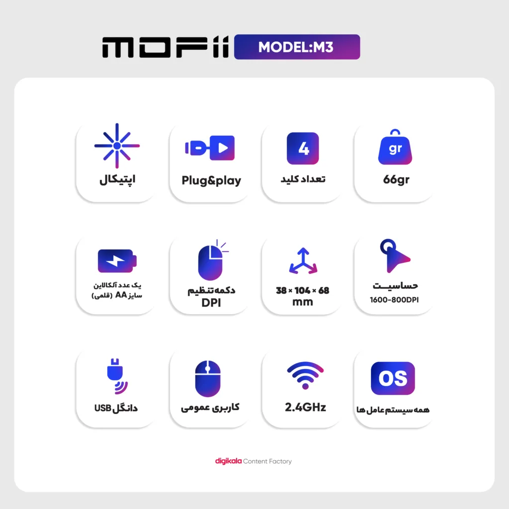 ماوس بی سیم مافی مدل M3