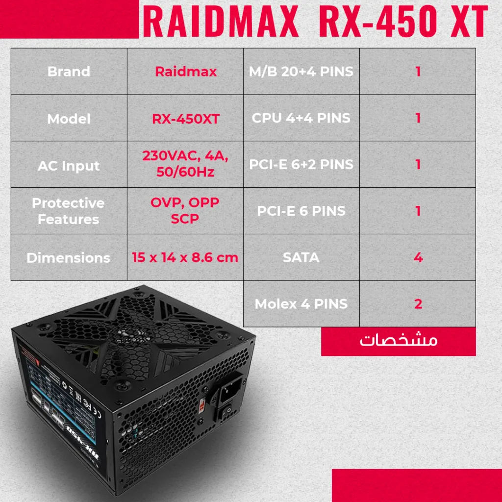 منبع تغذیه کامپیوتر ریدمکس مدل XTB 450W Raidmax