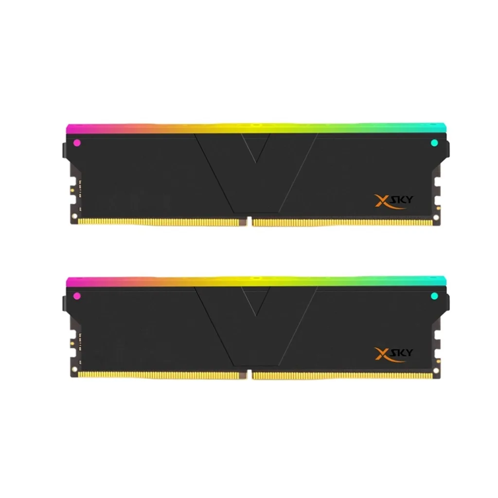 رم دسکتاپ DDR5 دو کاناله 6000 مگاهرتز CL28 وی کالر مدل XSky RGB ظرفیت 32 گیگابایت