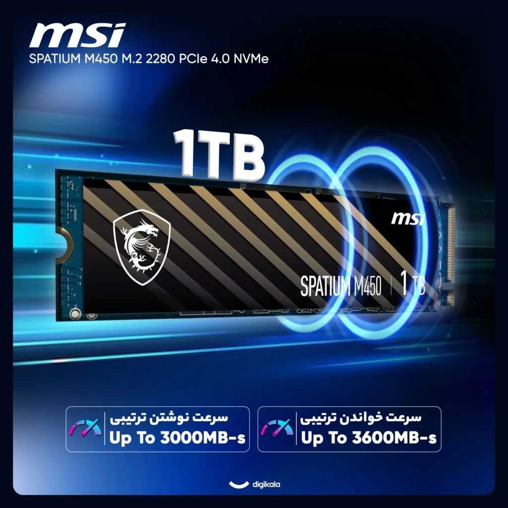 اس اس دی اینترنال PCIe Gen4 x4 ام اس آی مدل SPATIUM M450 ظرفیت 1 ترابایت