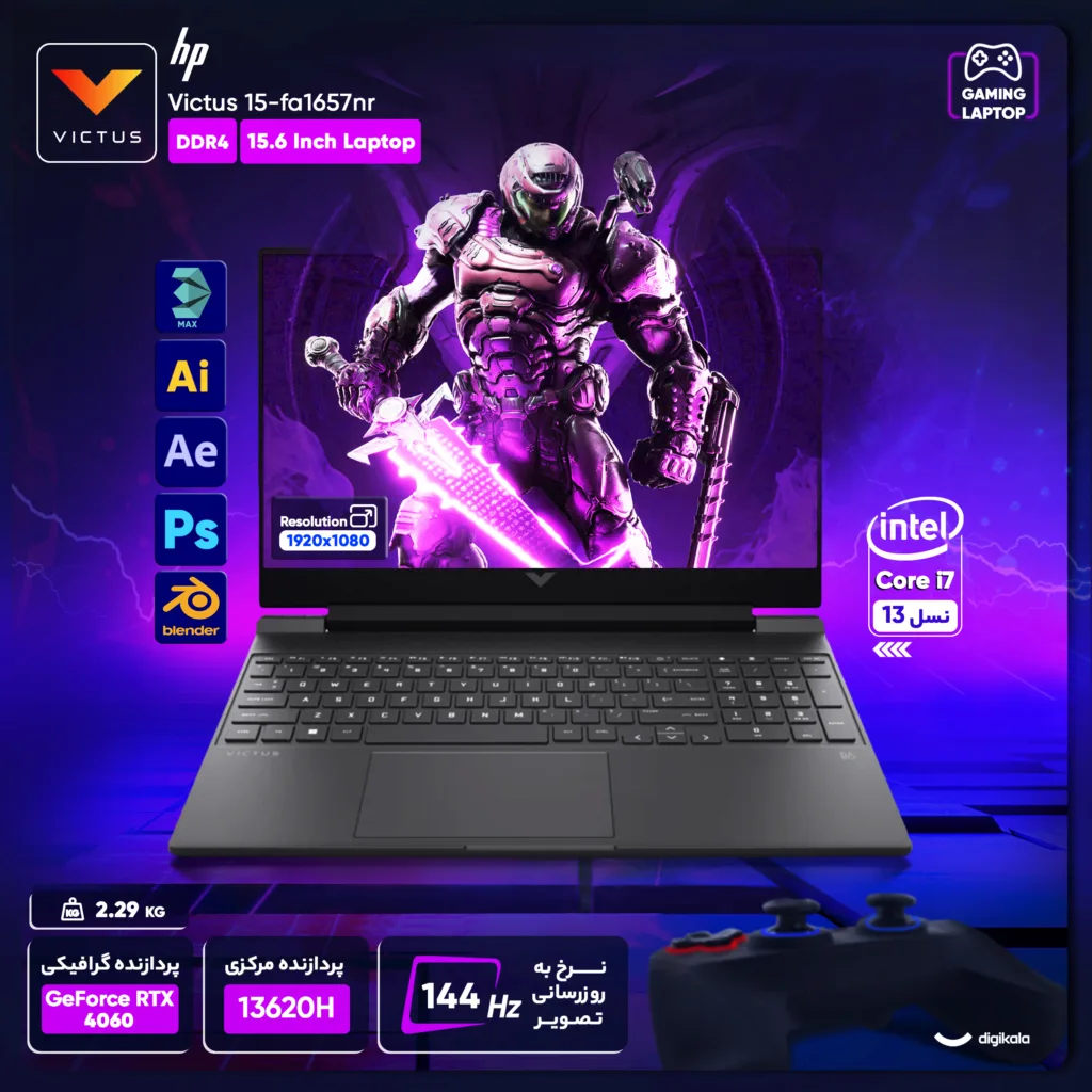 لپ تاپ 15.6 اینچی اچ پی مدل Victus 15-fa1657nr-i7 13620H-16GB DDR4-1TB SSD-RTX4060-FHD-W - کاستوم شده