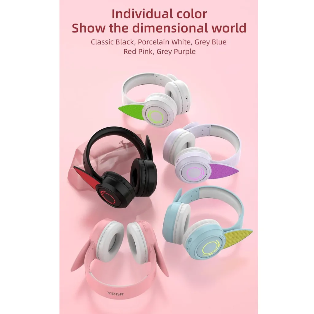 هدست بلوتوثی طرح گربه ای مدل RGB YK-070