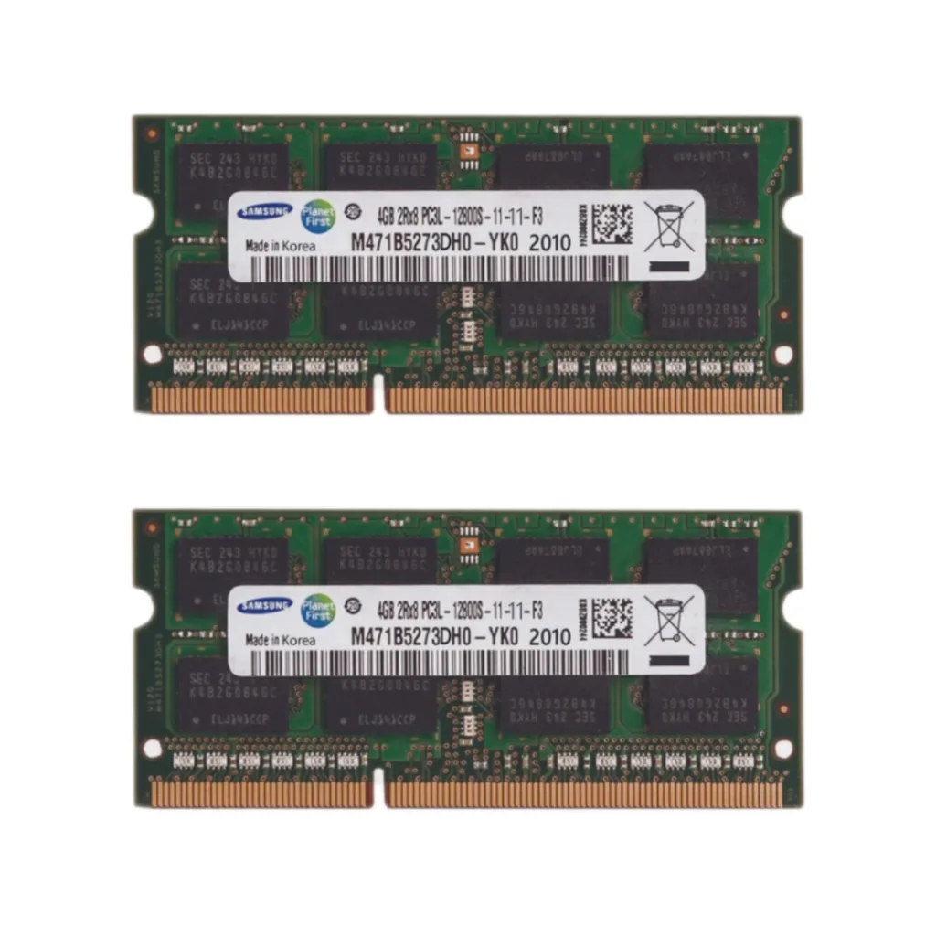 رم لپ تاپ DDR3L دو کاناله 1600 مگاهرتز سامسونگ مدل 12800s ظرفیت ۴ گیگابایت بسته ۲ عددی