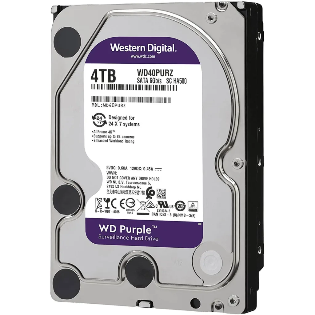 هارد دیسک اینترنال وسترن دیجیتال مدل purple wd40Purz ظرفیت ۴ ترابایت