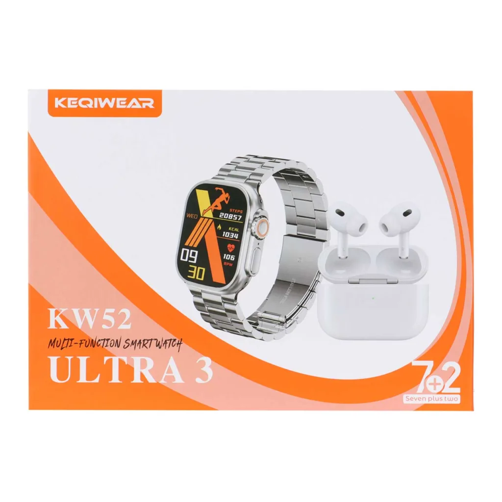 ساعت هوشمند 49 میلی متری مدل KEQIWEAR KW52 Ultra3 با بند فلزی