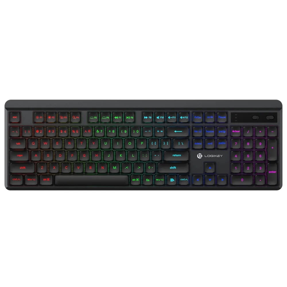 کیبورد بی سیم لاجی کی مدل K520B، سوییچ مکانیکال قرمز، Full-Size، نورپردازی RGB