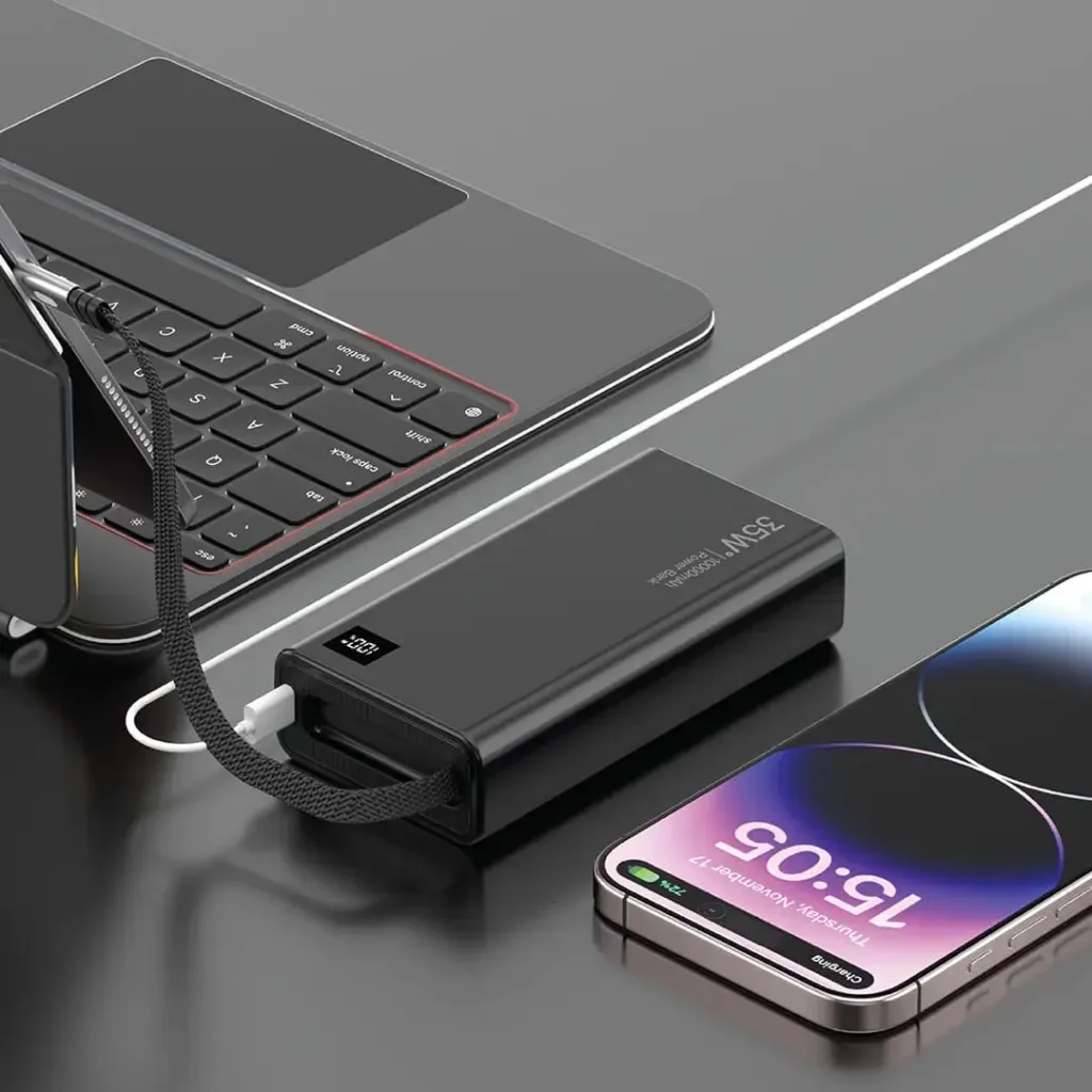 پاوربانک 35 وات گرین لاین مدل RETRACTABLE 35W ظرفیت 20000 میلیآمپرساعت