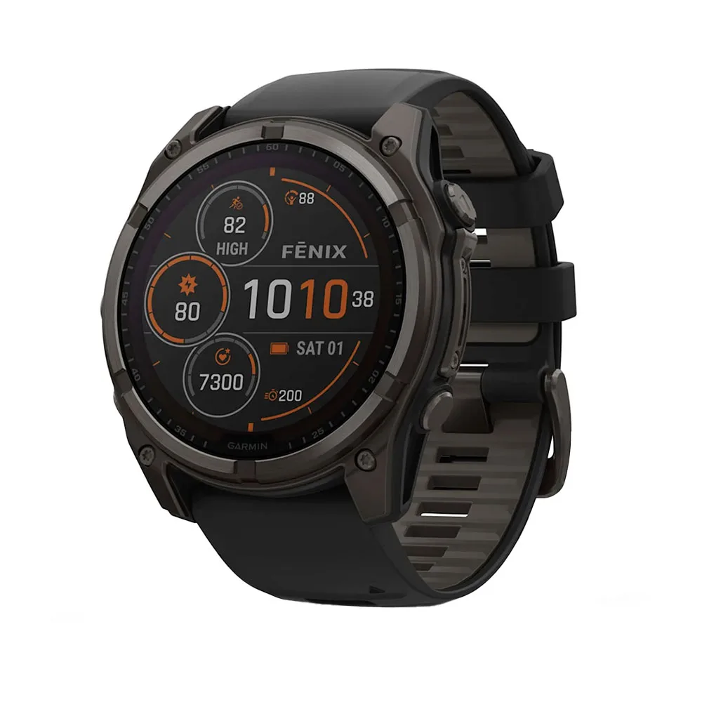 ساعت هوشمند 51 میلی‌متری گارمین مدل Fenix 8 Solar Sapphire با بند سیلیکونی