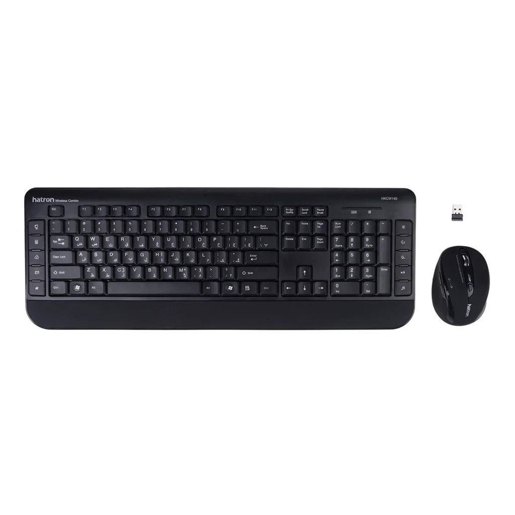 کیبورد و ماوس بی سیم هترون مدل HKCW140، سوییچ ممبران، Full-Size