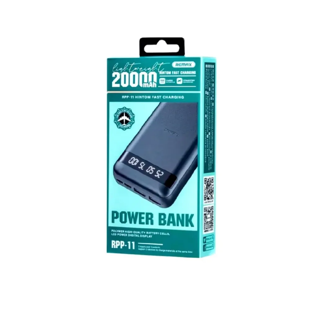 پاوربانک ریمکس مدل RPP 11 ظرفیت 20000 میلی آمپر ساعت