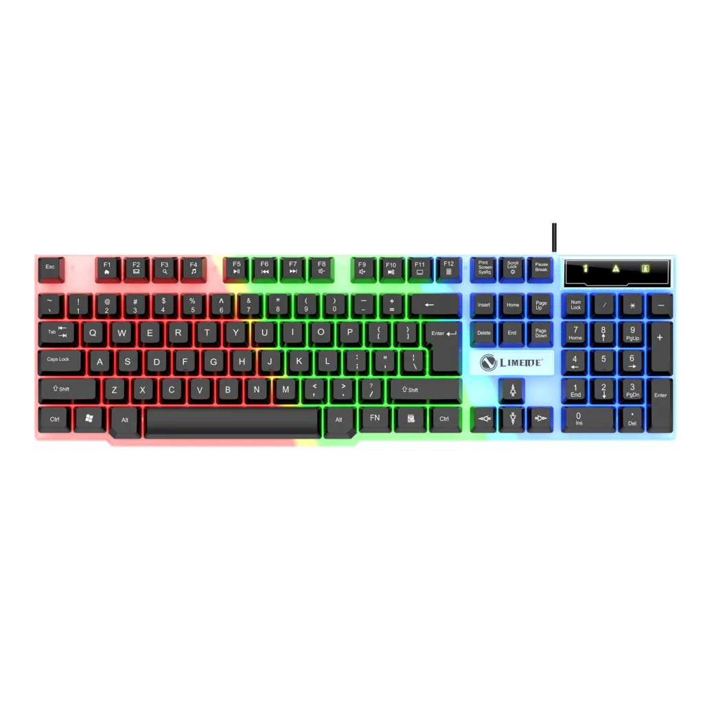 کیبورد گیمینگ لایماید مدل RGB-TX30 کد 2024، سوییچ ممبران، Full-Size، نورپردازی LED RGB