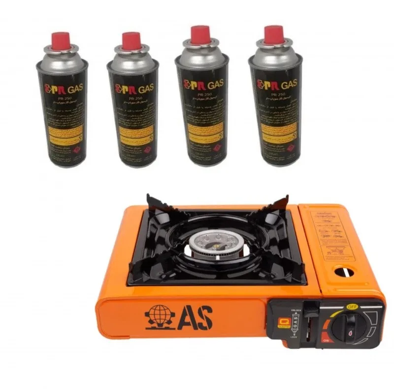 اجاق سفری آویژه صنعت مدل AS-BDZ-155-AL به همراه 4 عدد کپسول
