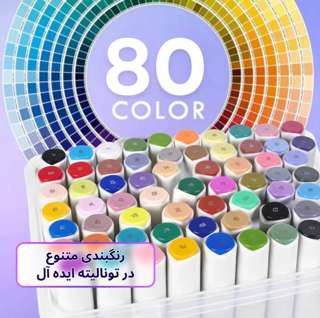 ماژیک تونیوا مدل اکریلیک کد Dual tip مجموعه 80 عددی