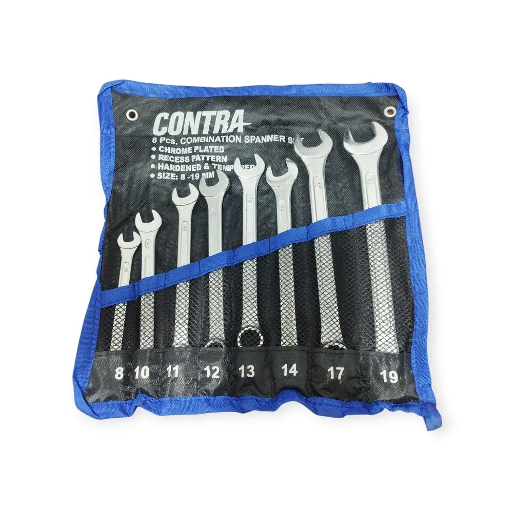 آچار یکسر تخت و یکسر رینگی کونترا مدل S8-19 مجموعه 8 عددی