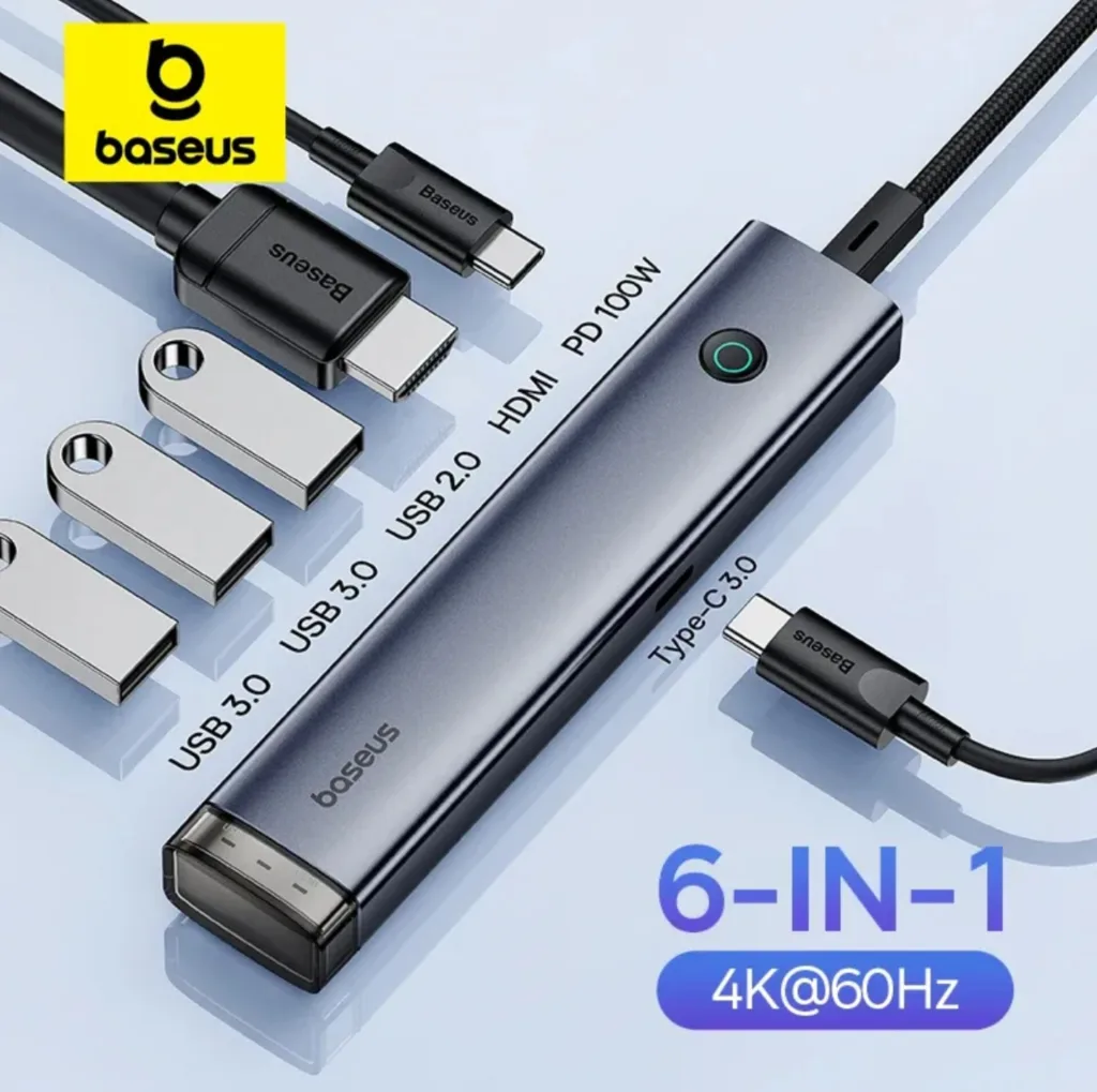 هاب 6 پورت USB-C باسئوس مدل BS-OH164