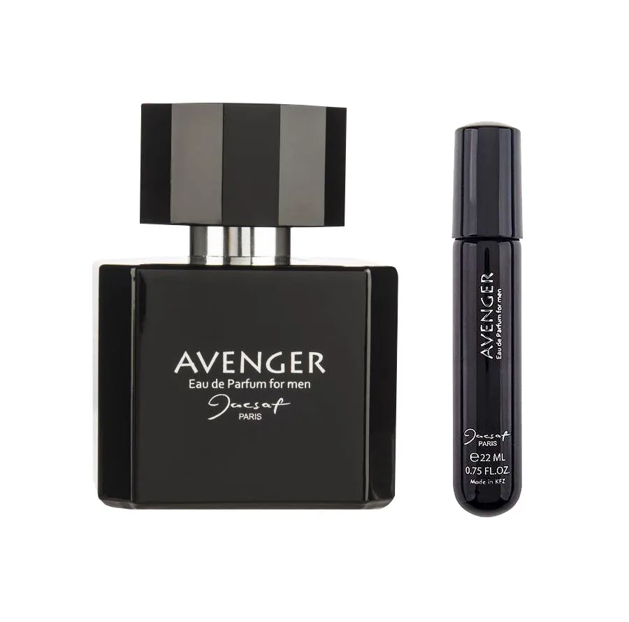 ادو پرفیوم مردانه ژک ساف مدل AVENGER حجم 100 میلی لیتر به همراه عطر جیبی مردانه ژک ساف مدل AVENGER حجم 22 میلی لیتر