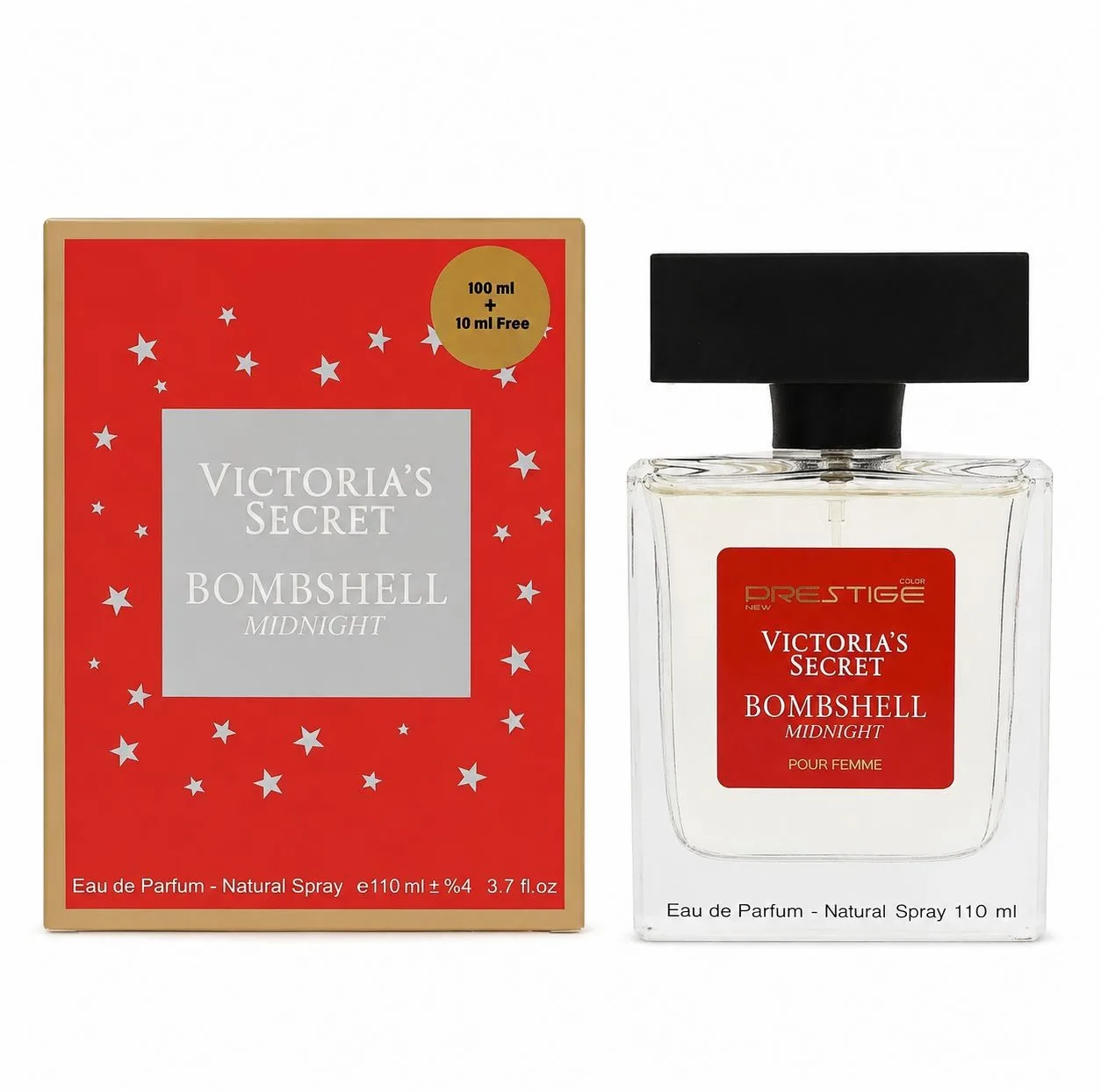 ادوپرفیوم زنانه نیو پرستیژ کالر مدل Victoria's Secret Bombshell Midnight با رایحه شیرین و میوه ای حجم 110 میلی‌لیتر