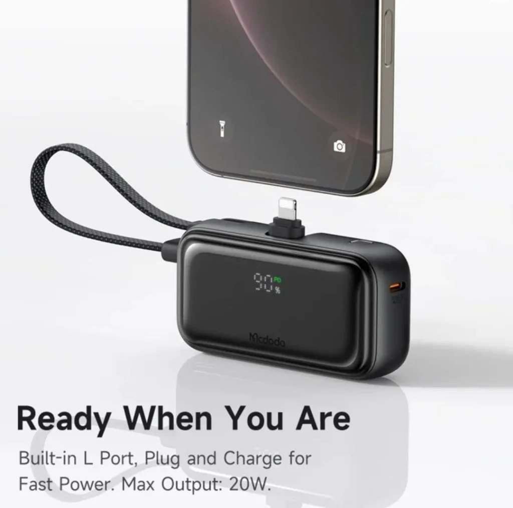 پاوربانک مک دودو مدل MC-7800 ظرفیت 5000 میلی‌آمپر ساعت به همراه کابل تبدیل USB-C