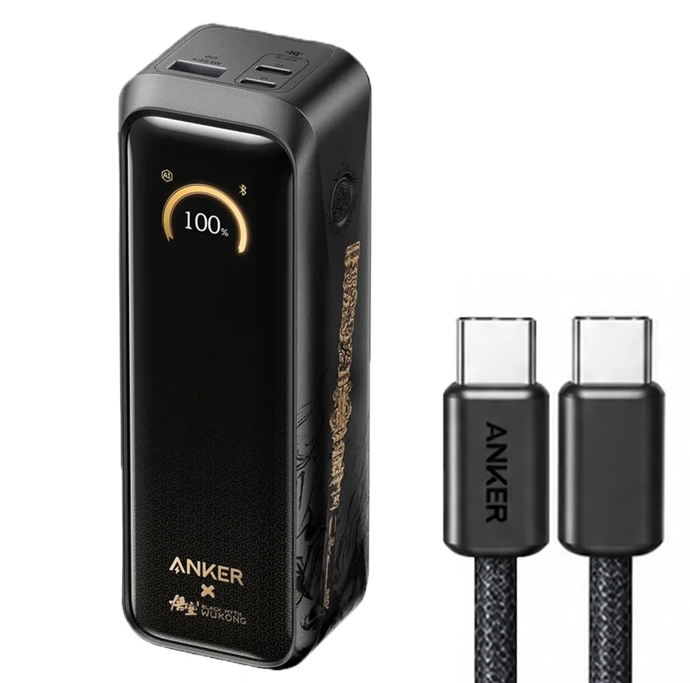 پاوربانک 140 وات انکر مدل A110G Black Myth: Wukong Edition ظرفیت 20100 میلی‌آمپرساعت به همراه کابل تبدیل USB-C