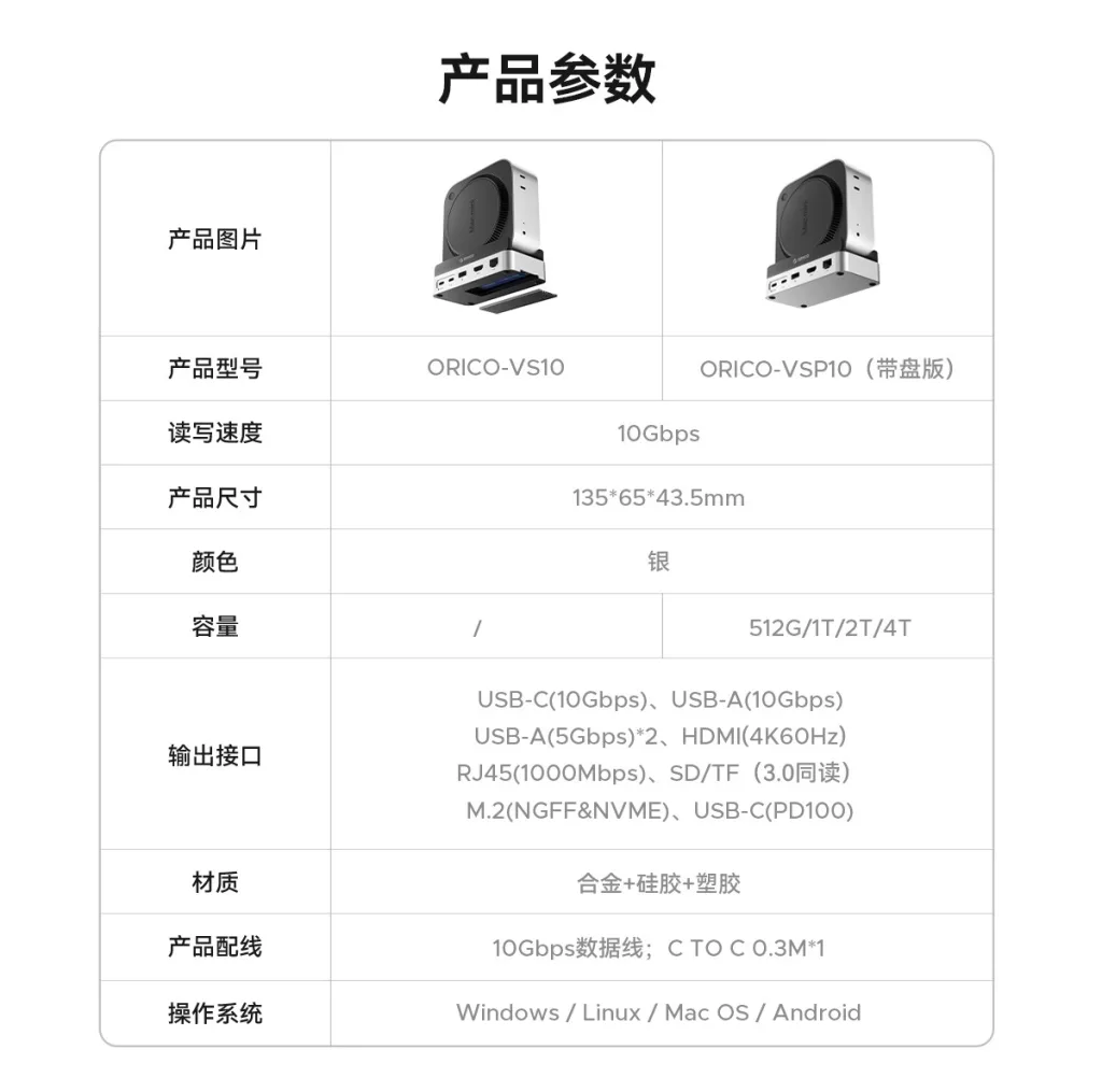 داک استیشن 10 پورت USB-C اوریکو مدل VS10