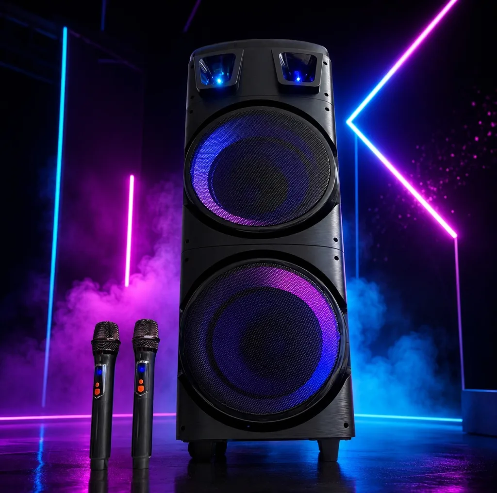 اسپیکر بلوتوثی قابل حمل برودو مدل Karaoke Box dual 10inch