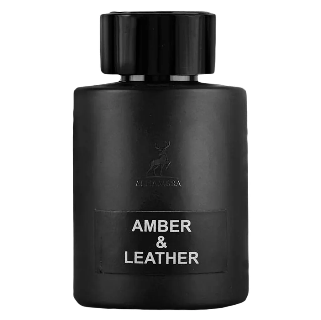 ادو پرفیوم مردانه الحمبرا مدل Amber and Leather با رایحه گرم و تلخ حجم 100 میلی لیتر
