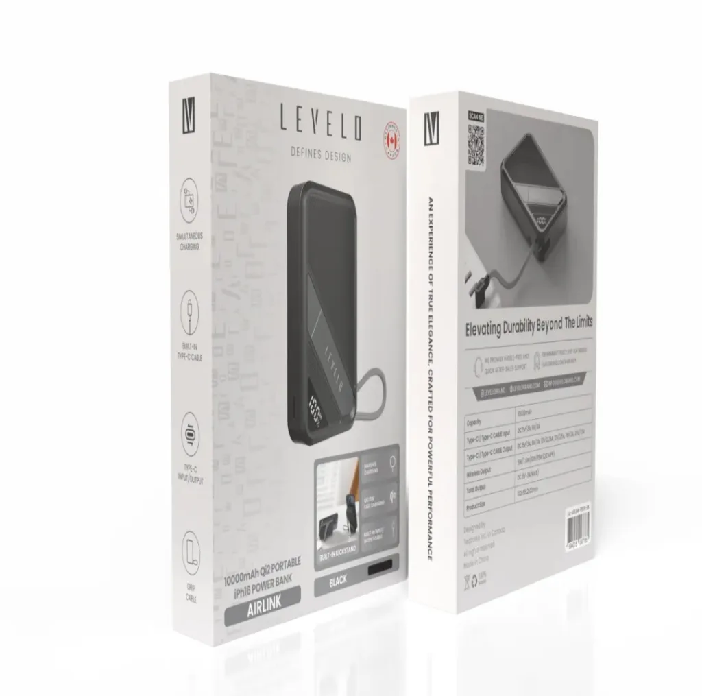 پاوربانک 20 وات لِولو مدل Levelo Airlink ظرفیت 10000 میلی‌آمپرساعت