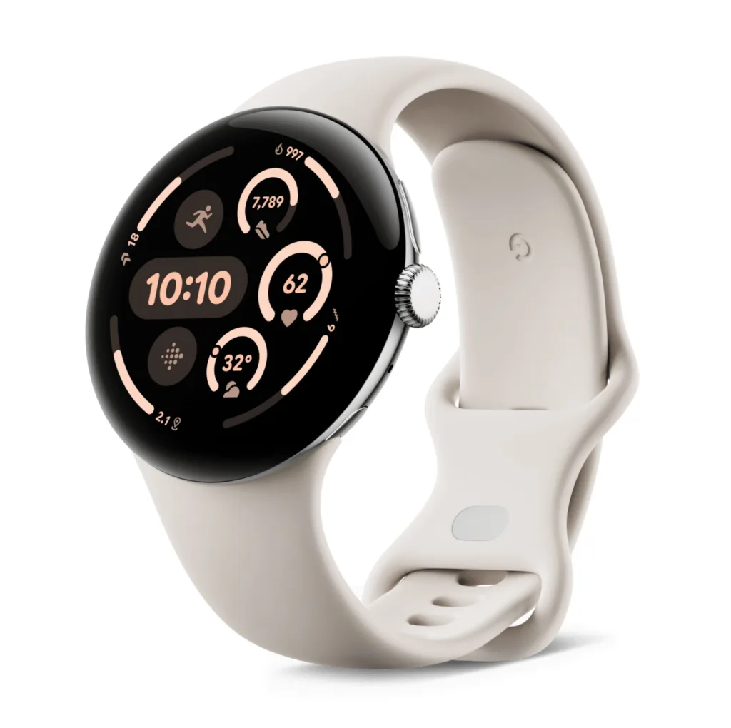 ساعت هوشمند 45 میلی‌متری گوگل مدل Pixel Watch 3 با بند سیلیکونی