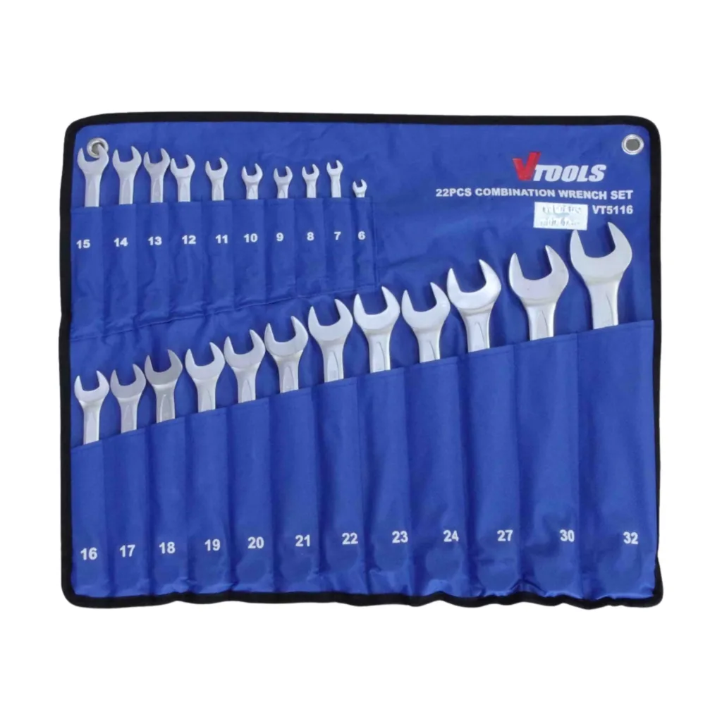 آچار یکسر تخت و یکسر رینگی وی تولز مدل VT5118 سایز 6 تا 32 میلی‌متر مجموعه 21 عددی