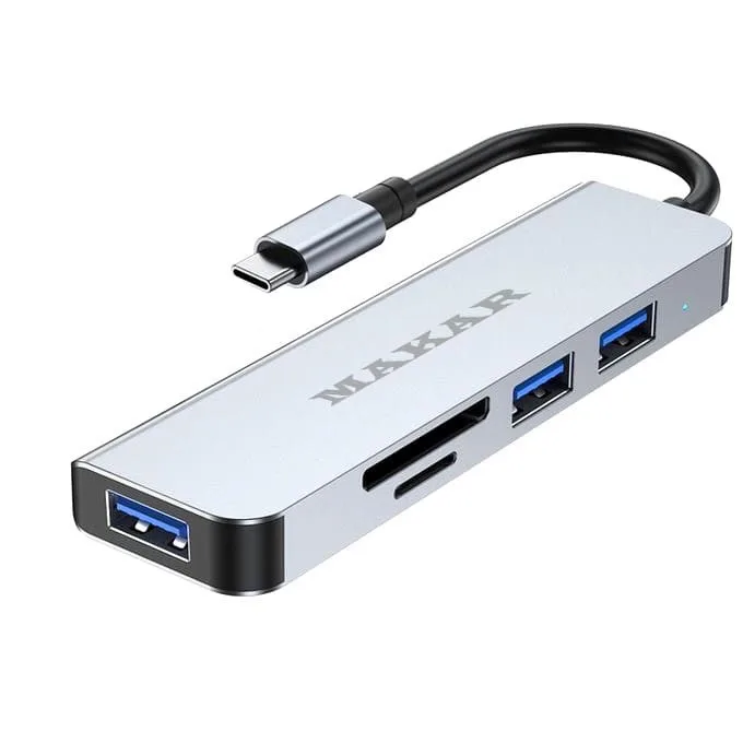 هاب و کارت خوان 5 پورت USB-C ماکار مدل 5in1 MK-HU235-C