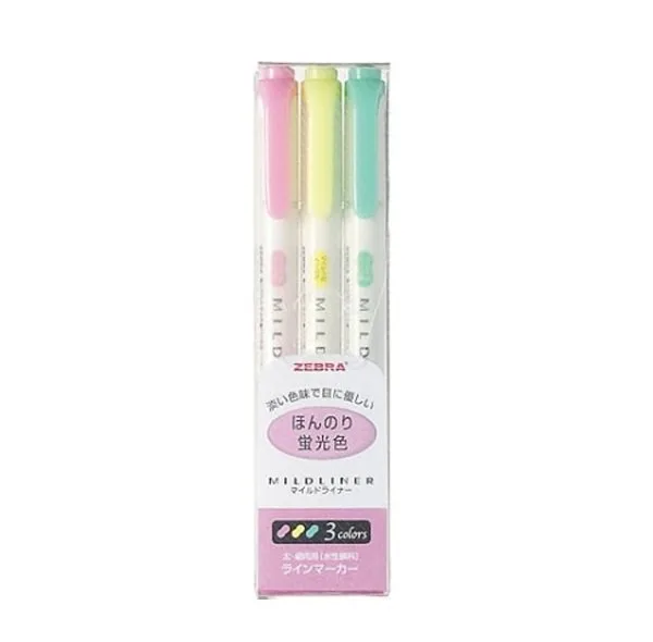 ماژیک علامت گذار دو سر زبرا مدل MILDLINER طرح Fluorescent Colors بسته 3 عددی