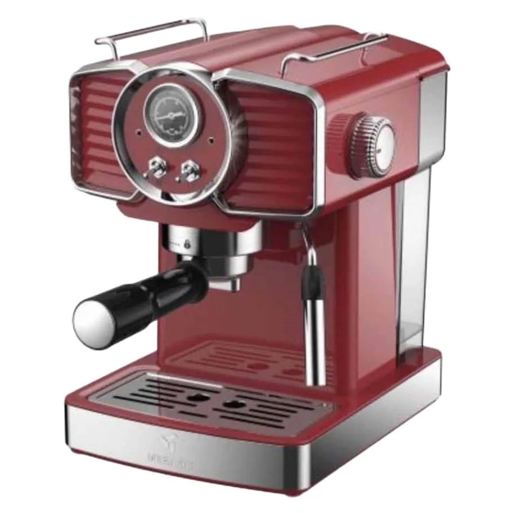 اسپرسو ساز خانگی 1.5 لیتری مباشی مدل ECM2037، نیمه اتوماتیک با مصرف پودر قهوه، مناسب تهیه اسپرسو، کافه لاته، موکا، کاپوچینو و ماکیاتو، دارای دو عدد نازل قهوه