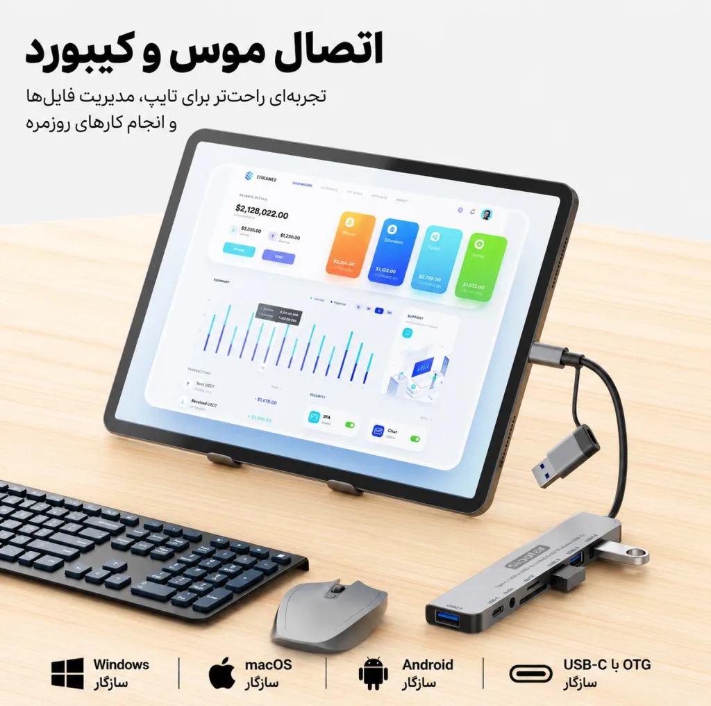 هاب 8 پورت USB/USB-C سیپولار مدل USB/Type-C to Audio