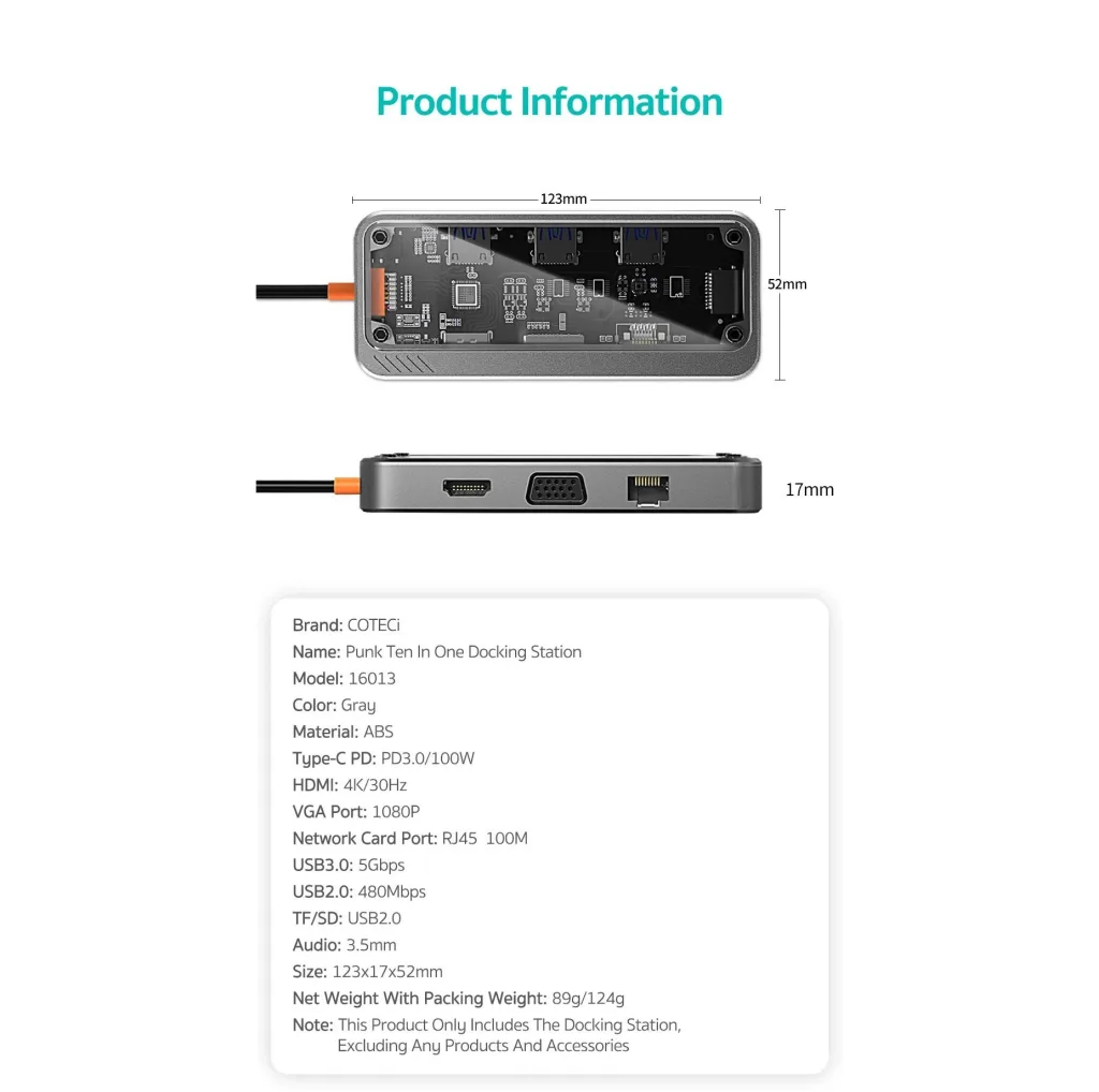 هاب 10 پورت USB-C کوتتسی مدل COTECI 16013
