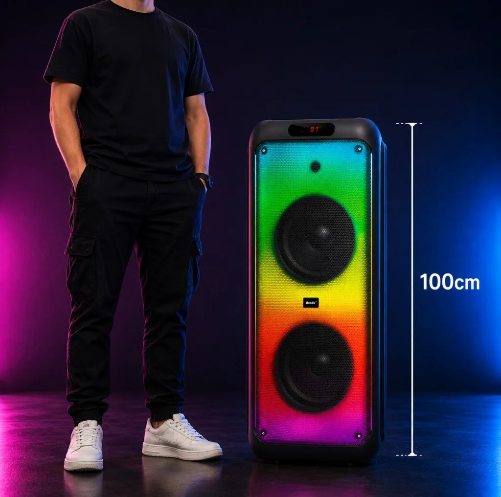 اسپیکر بلوتوثی قابل حمل برودو مدل Karaoke Box dual 12inch