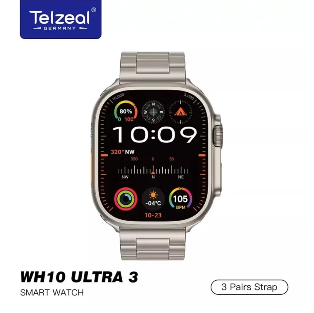 ساعت هوشمند تلزیل مدل WH10 ULTRA3 با بند فلزی
