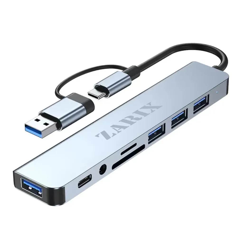 هاب 8 پورت USB 3.0/USB-C زاریکس مدل Z8 Pro