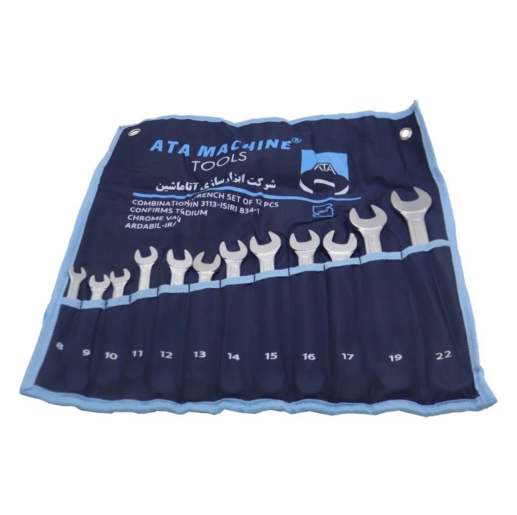 آچار یکسر تخت و یکسر رینگی آتا مدل YP-8-22/12PCS  مجموعه 12 عددی