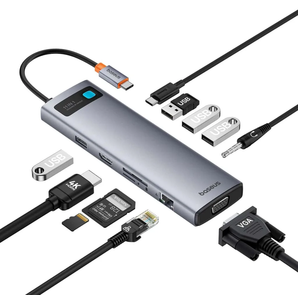 هاب 11 پورت USB-C بیسوس مدل Clarity 4K@60HZ