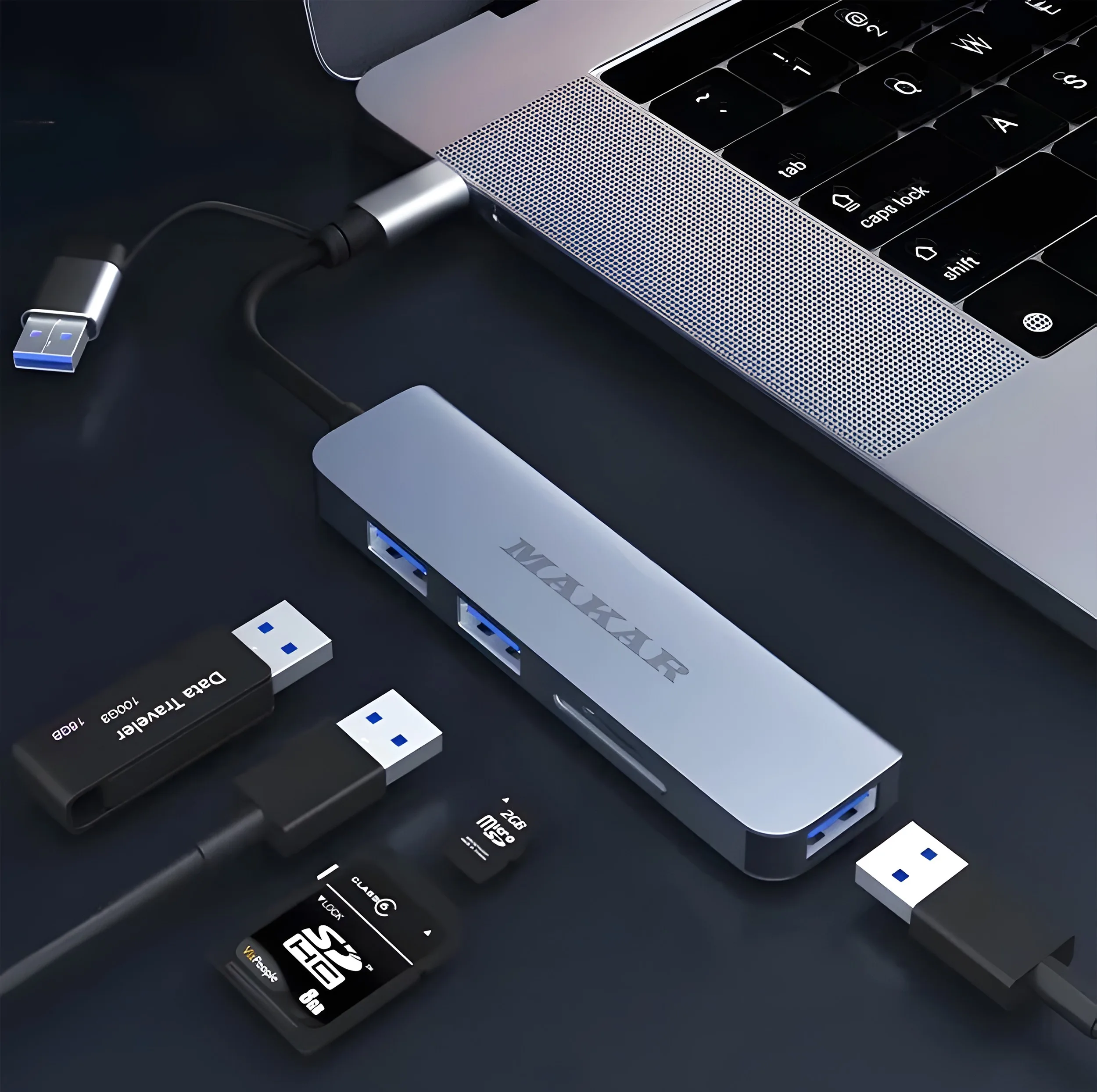 هاب و کارت خوان 5 پورت USB 3.0 ماکار مدل 5in1 MK-HU235