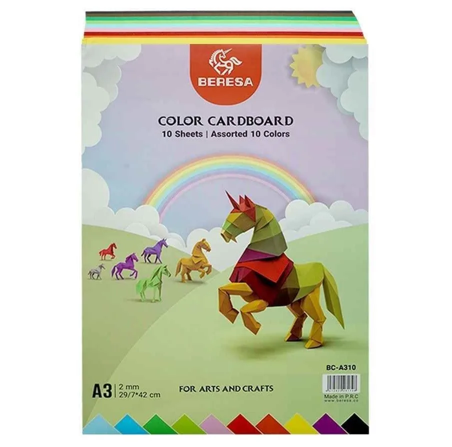 مقوا رنگی برسامدل 10 رنگ سایز A3 بسته 100 عددی