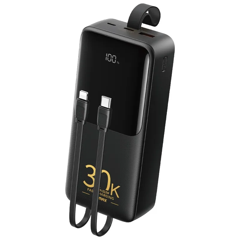 پاوربانک 22.5 وات ریمکس مدل RPP-440 ظرفیت 30000 میلی آمپر ساعت به همراه کابل USB-C و لایتنینگ