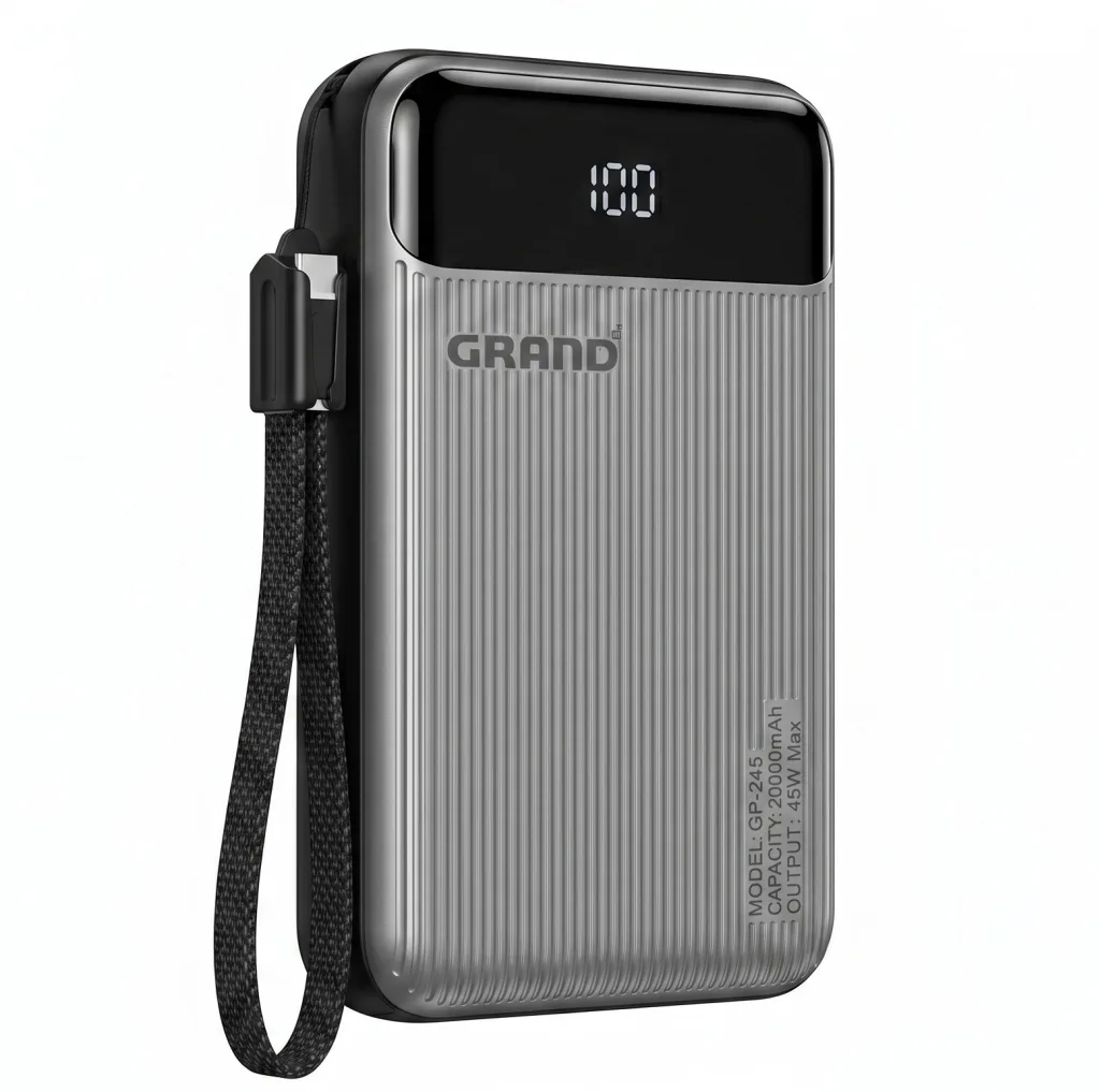 پاوربانک 45 وات گرند اسکای مدل GP-245 ظرفیت 20000 میلی‌آمپرساعت