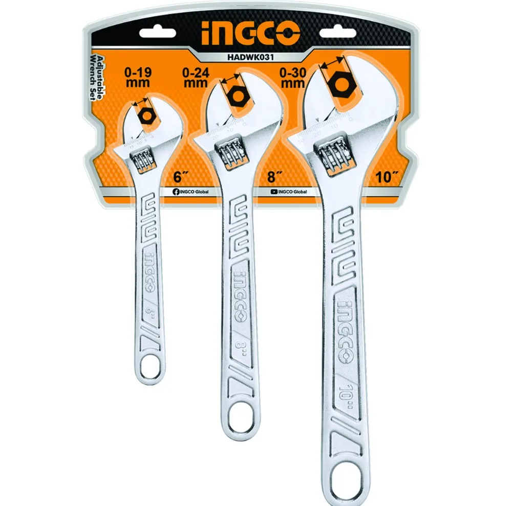 آچار فرانسه اینکو مدل HADWK031 سایز 6-8-10 اینچ مجموعه 3 عددی
