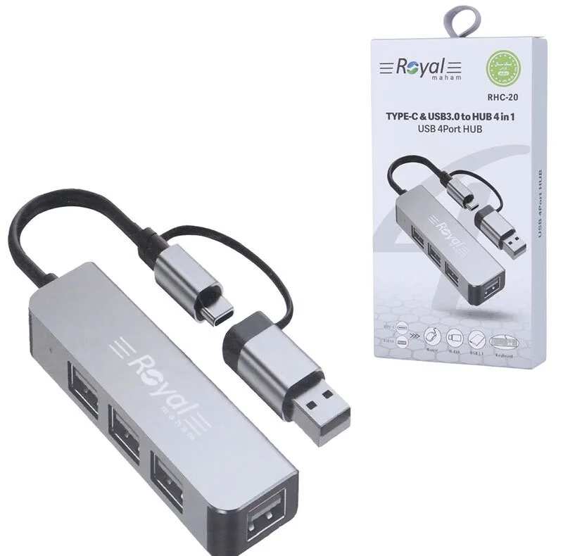 هاب 4 پورت USB-C رویال مدل RHC-20